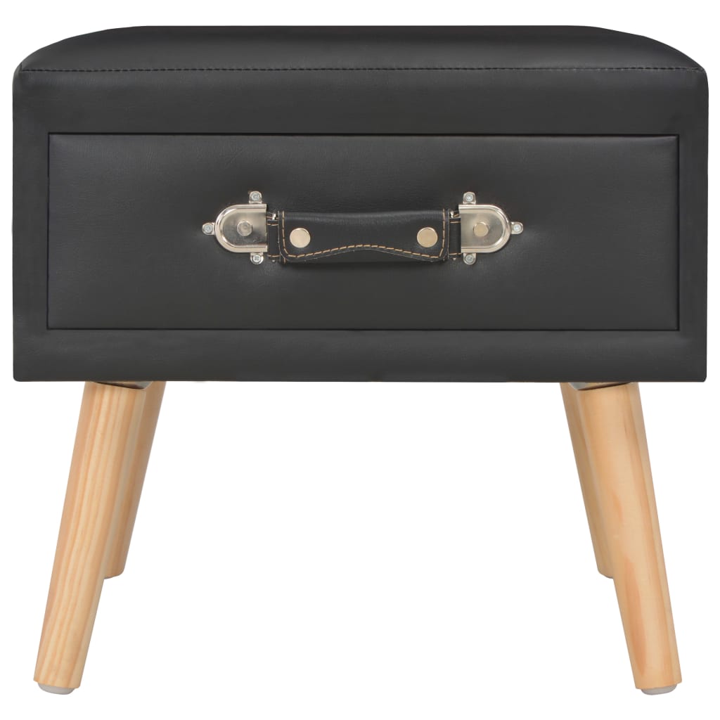 Comodino Nero 40x35x40 cm in Similpelle