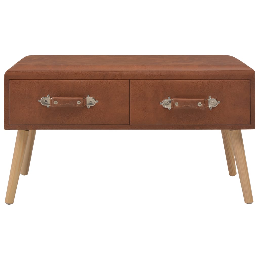 Tavolino da Salotto Marrone 80x40x46 cm in Similpelle