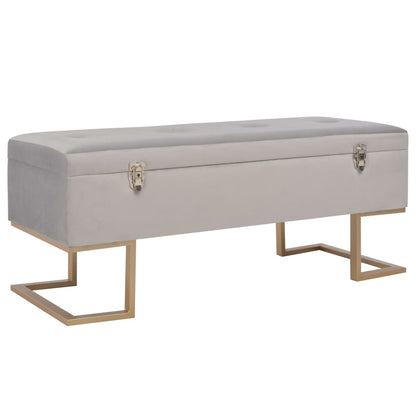 Panca con Vano Portaoggetti 105 cm Grigio in Velluto