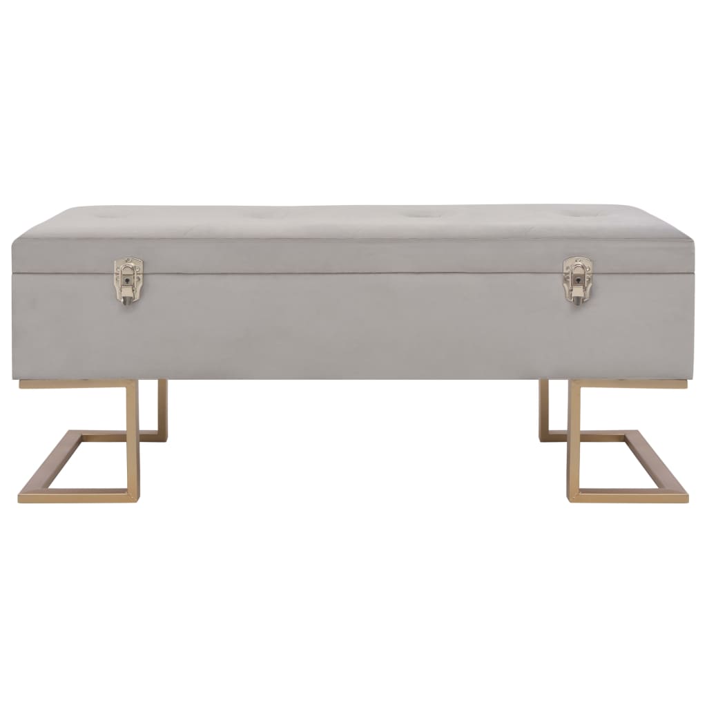 Panca con Vano Portaoggetti 105 cm Grigio in Velluto