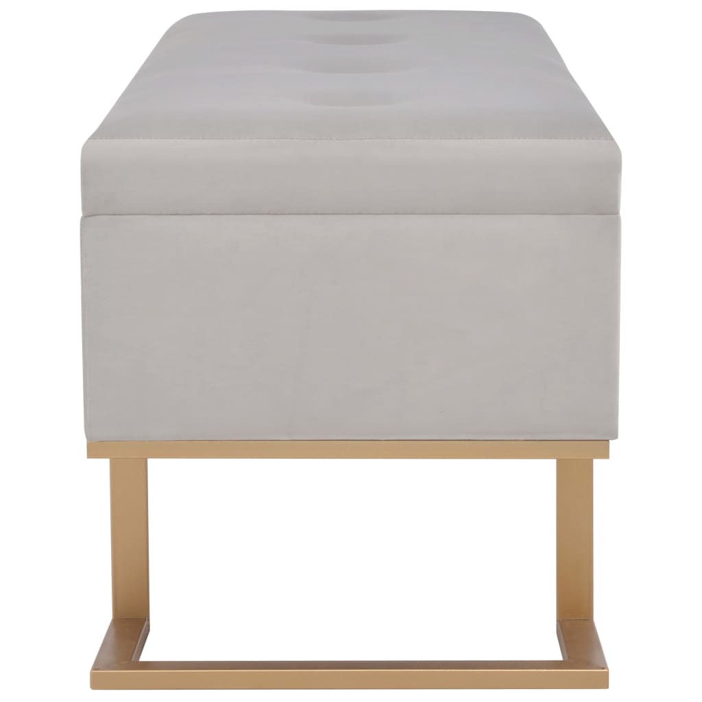 Panca con Vano Portaoggetti 105 cm Grigio in Velluto
