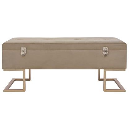 Panca con Vano Portaoggetti 105 cm Beige in Velluto