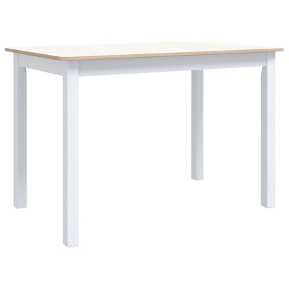 Tavolo da Pranzo Bianco e Marrone 114x71x75cm Massello di Hevea