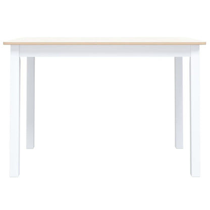 Tavolo da Pranzo Bianco e Marrone 114x71x75cm Massello di Hevea