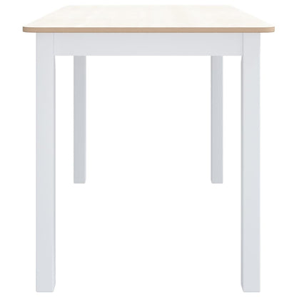 Tavolo da Pranzo Bianco e Marrone 114x71x75cm Massello di Hevea