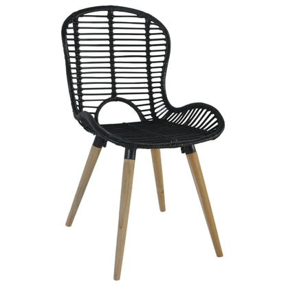 Sedie da Pranzo 6 pz Nere in Rattan Naturale