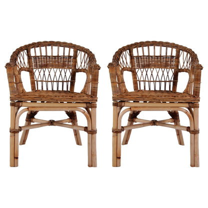 Sedie da Esterno 2 pz in Rattan Naturale Marrone