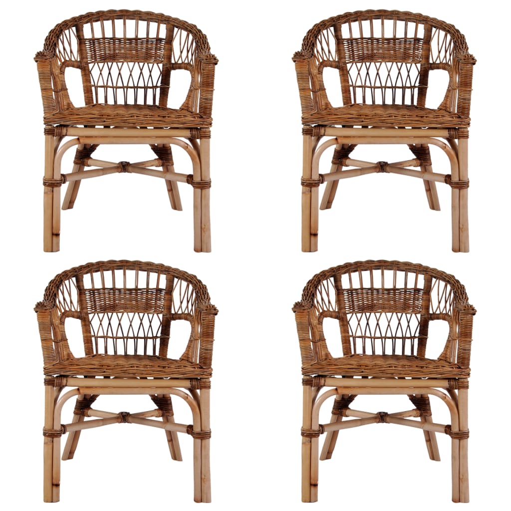 Sedie da Esterno 4 pz in Rattan Naturale Marrone