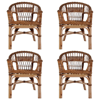 Sedie da Esterno 4 pz in Rattan Naturale Marrone