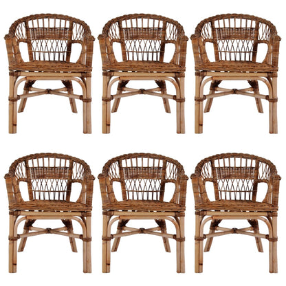 Sedie da Esterno 6 pz in Rattan Naturale Marrone