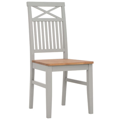 Sedie da Pranzo 2 pz Grigie in Legno Massello Rovere