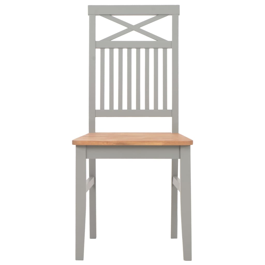 Sedie da Pranzo 2 pz Grigie in Legno Massello Rovere