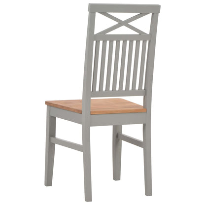 Sedie da Pranzo 2 pz Grigie in Legno Massello Rovere