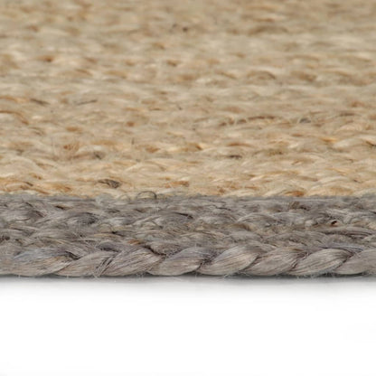 Tappeto Lavorato a Mano in Juta con Bordo Grigio 90 cm