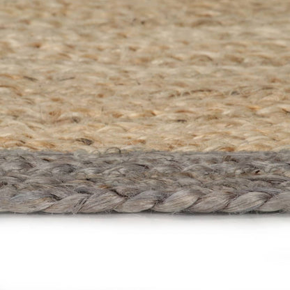 Tappeto Lavorato a Mano in Juta con Bordo Grigio 150 cm
