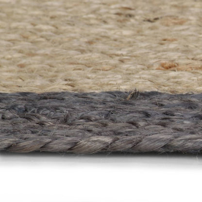 Tappeto Lavorato a Mano in Juta con Bordo Grigio Scuro 90 cm