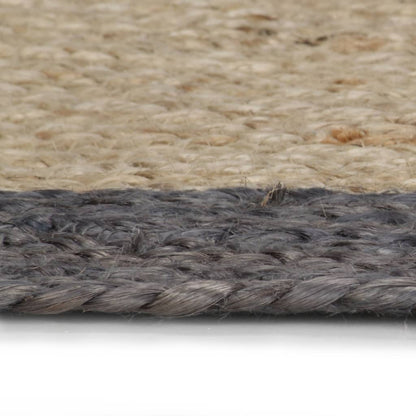 Tappeto Lavorato a Mano in Juta con Bordo Grigio Scuro 150 cm