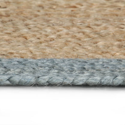 Tappeto Lavorato a Mano in Juta con Bordo Verde Oliva 120 cm