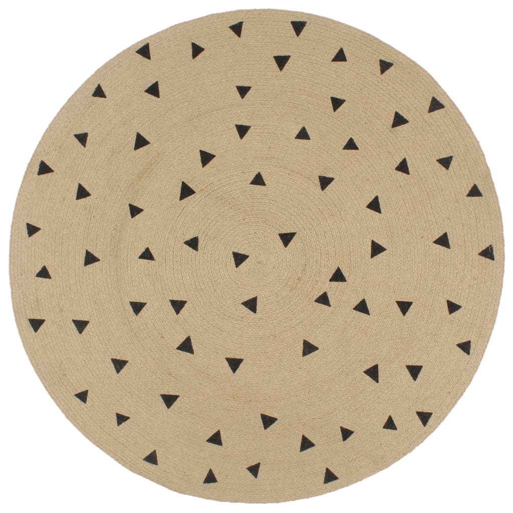 Tappeto Lavorato a Mano in Juta con Stampa a Triangoli 120 cm