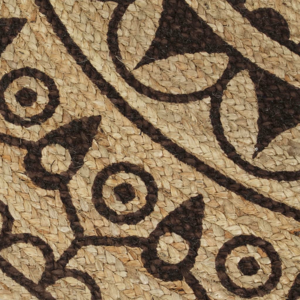 Tappeto Lavorato a Mano in Juta con Stampa Marrone Scuro 150 cm