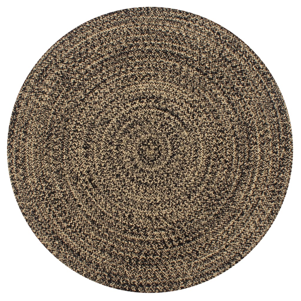 Tappeto Artigianale in Juta Nero e Naturale 90 cm