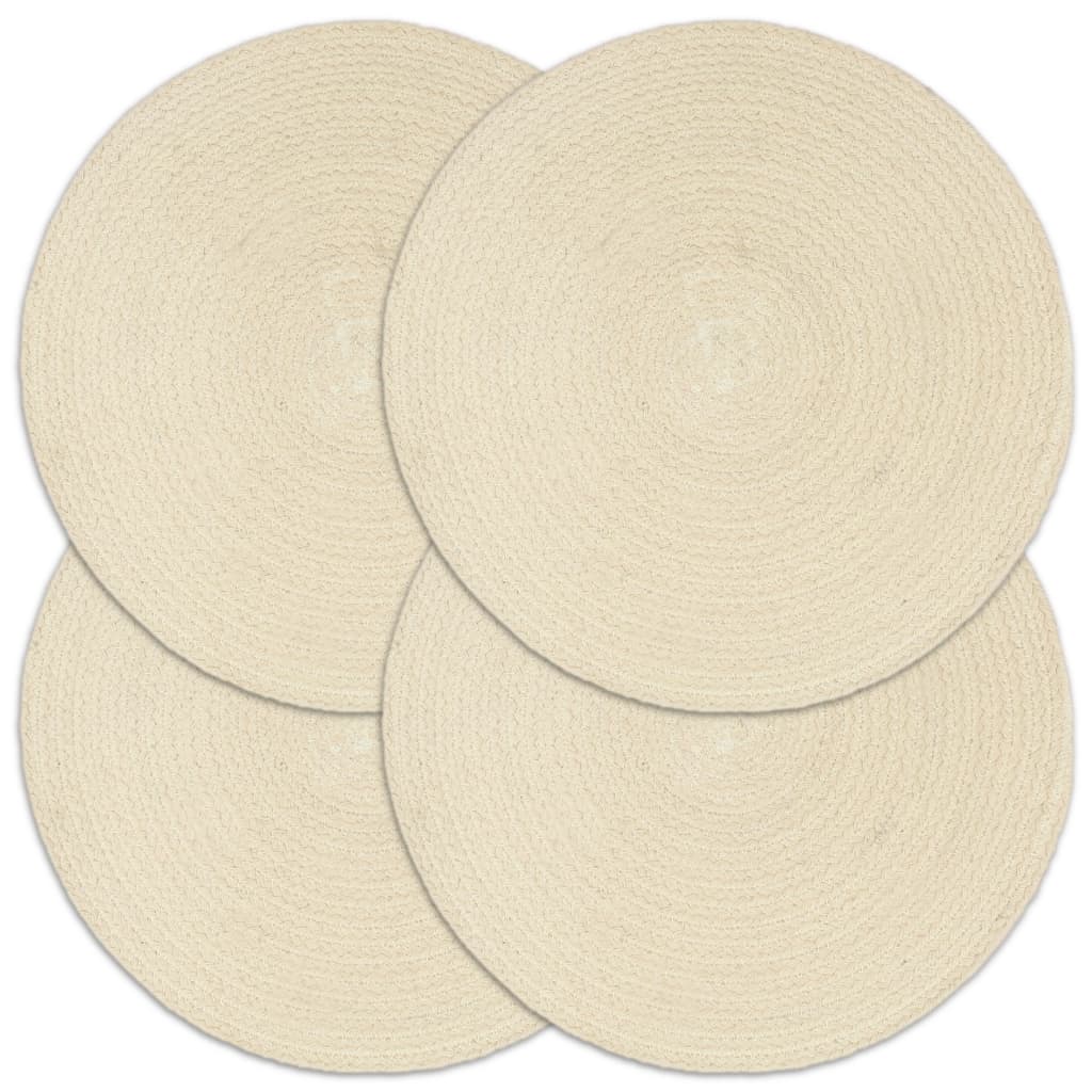 Tovagliette 4 pz Naturale Neutro 38 cm Rotonde in Cotone