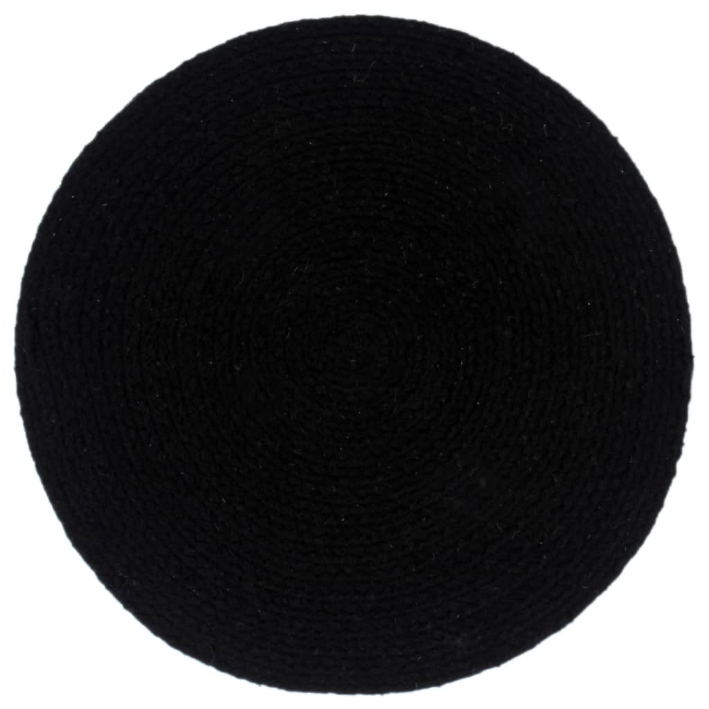 Tovagliette 4 pz Nero Neutro 38 cm Rotonde in Cotone