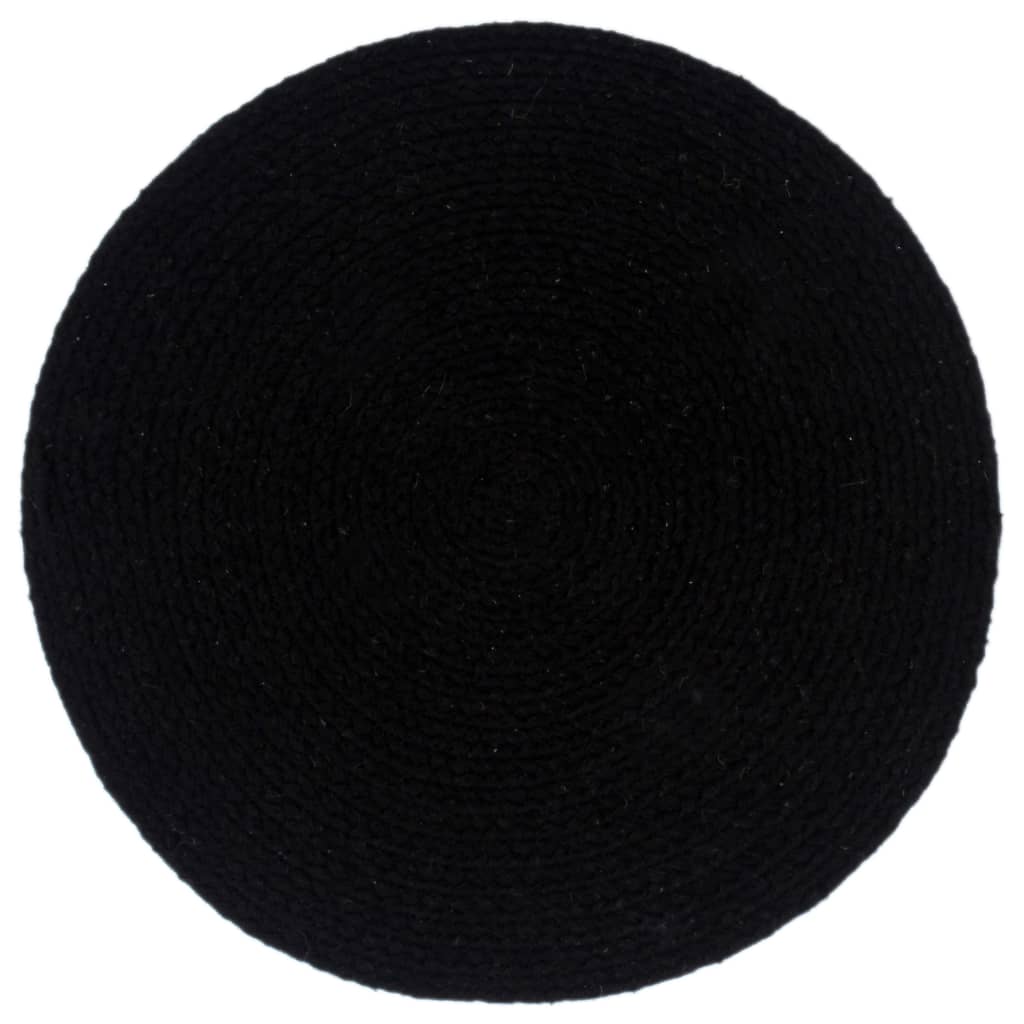 Tovagliette 6 pz Nero Neutro 38 cm Rotonde in Cotone