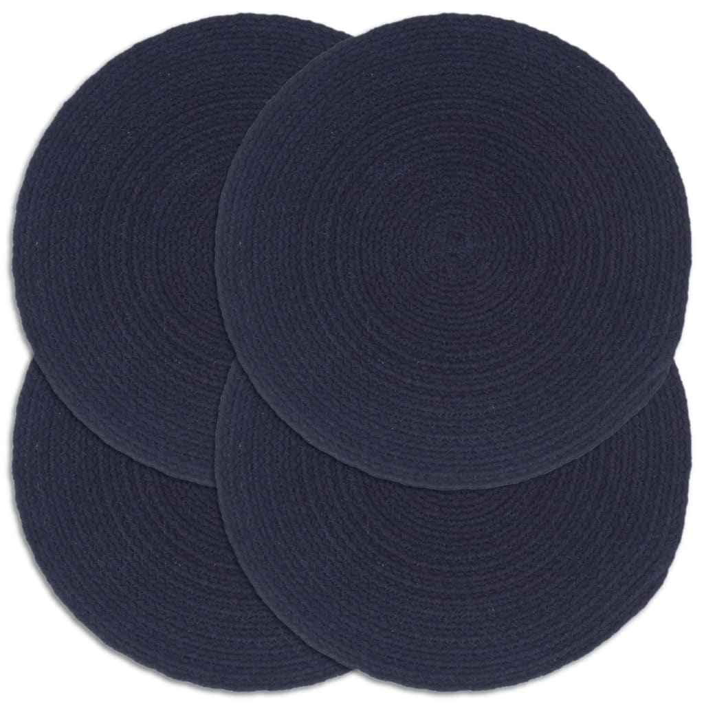 Tovagliette 4 pz Blu Marino Neutro 38 cm Rotonde in Cotone