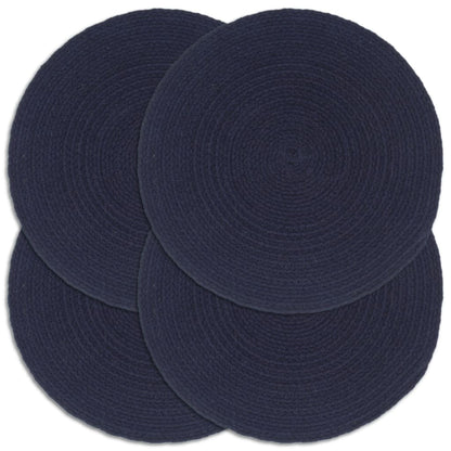 Tovagliette 4 pz Blu Marino Neutro 38 cm Rotonde in Cotone