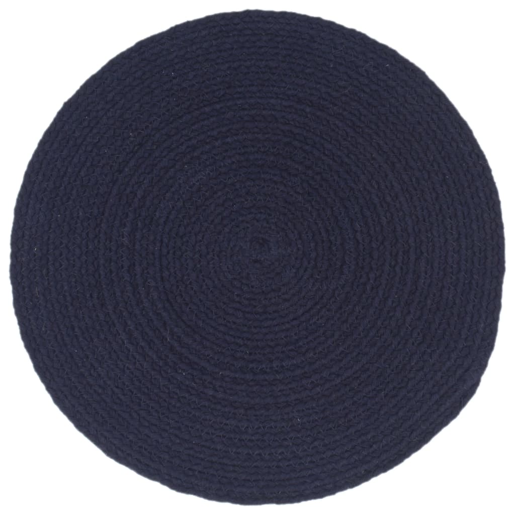 Tovagliette 6 pz Blu Marino Neutro 38 cm Rotonde in Cotone