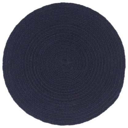 Tovagliette 6 pz Blu Marino Neutro 38 cm Rotonde in Cotone