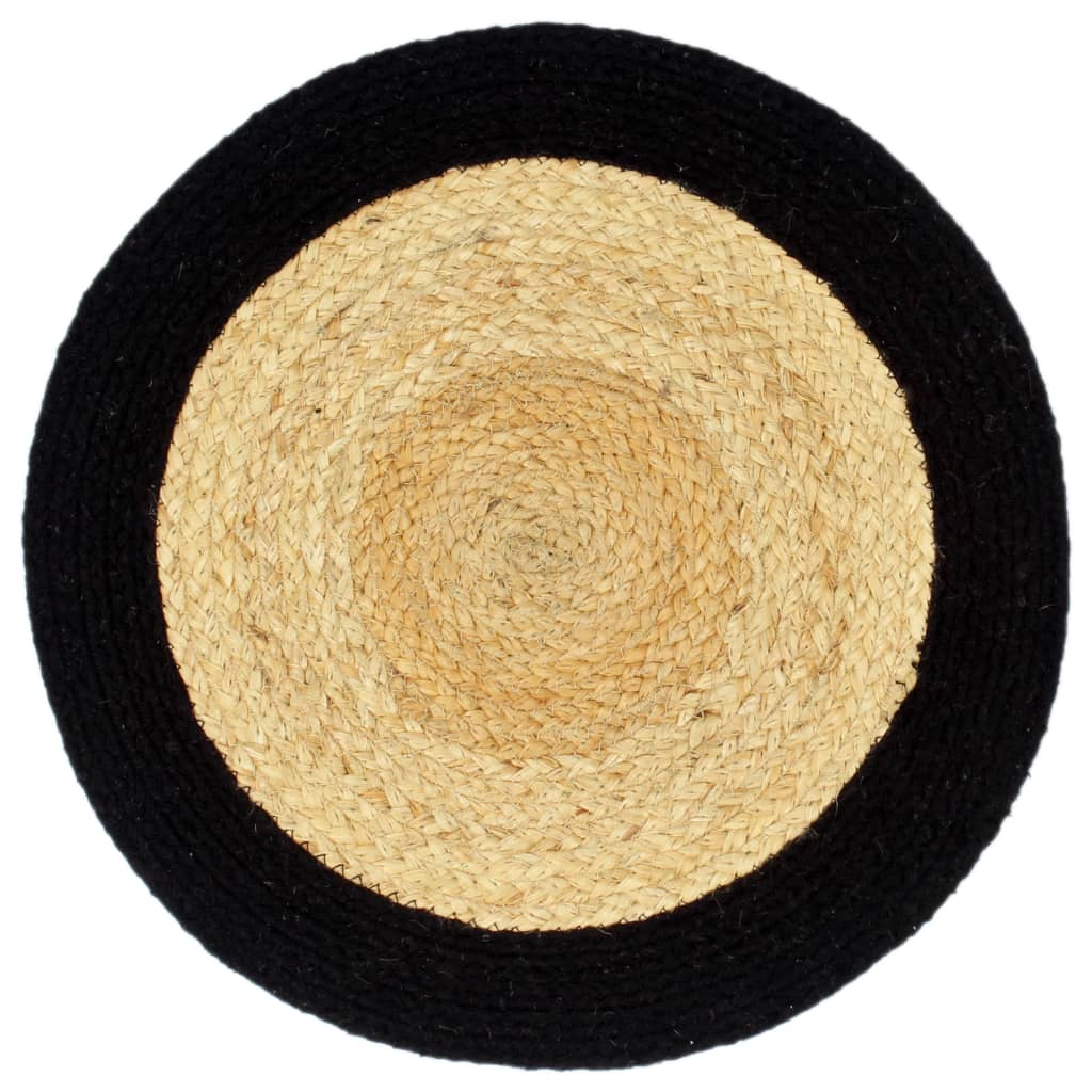Tovagliette 4 pz Naturale e Nero 38 cm in Juta e Cotone