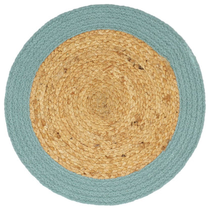 Tovagliette 6 pz Naturale e Verde 38 cm in Juta e Cotone