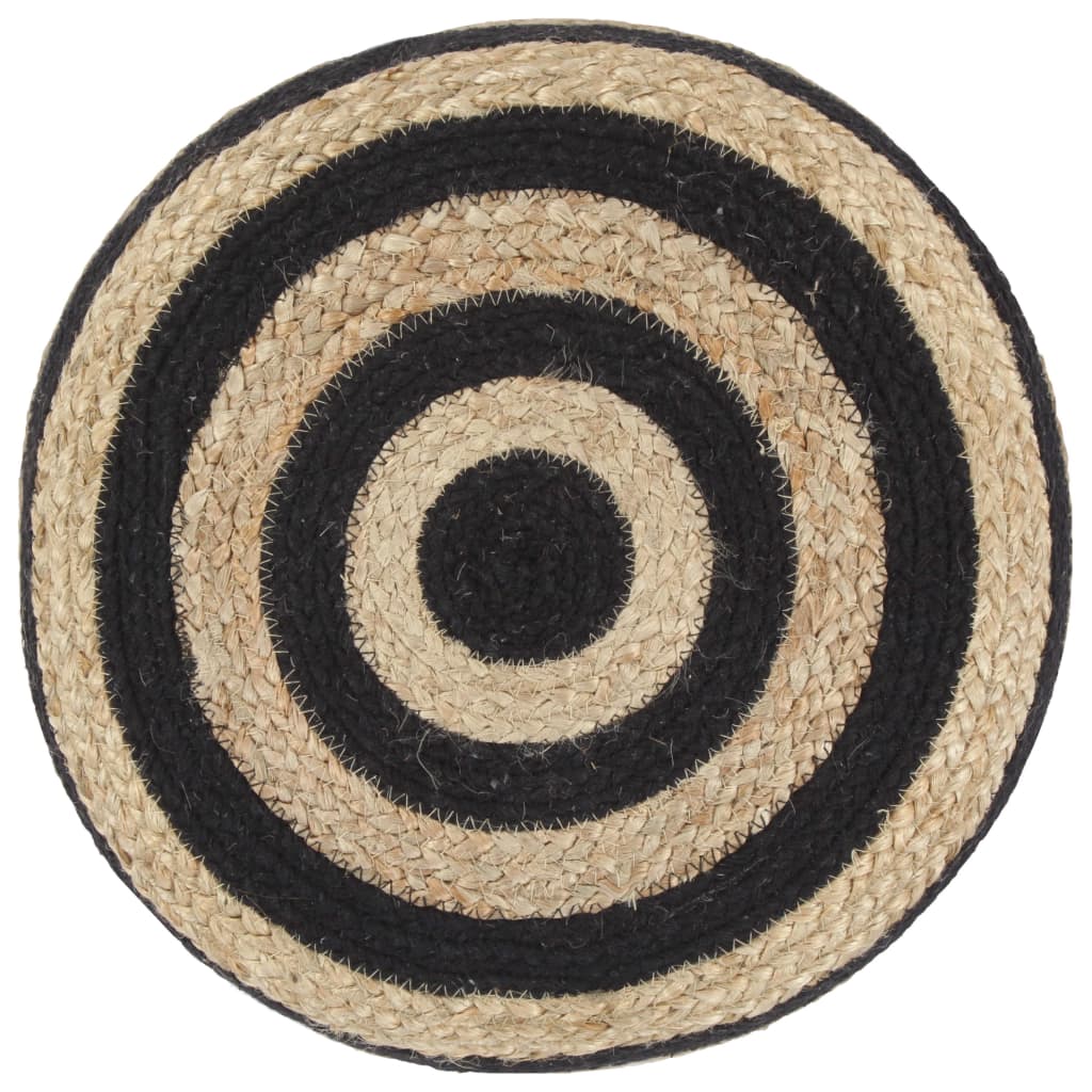 Pouf Lavorato a Mano Nero 40x45 cm in Juta