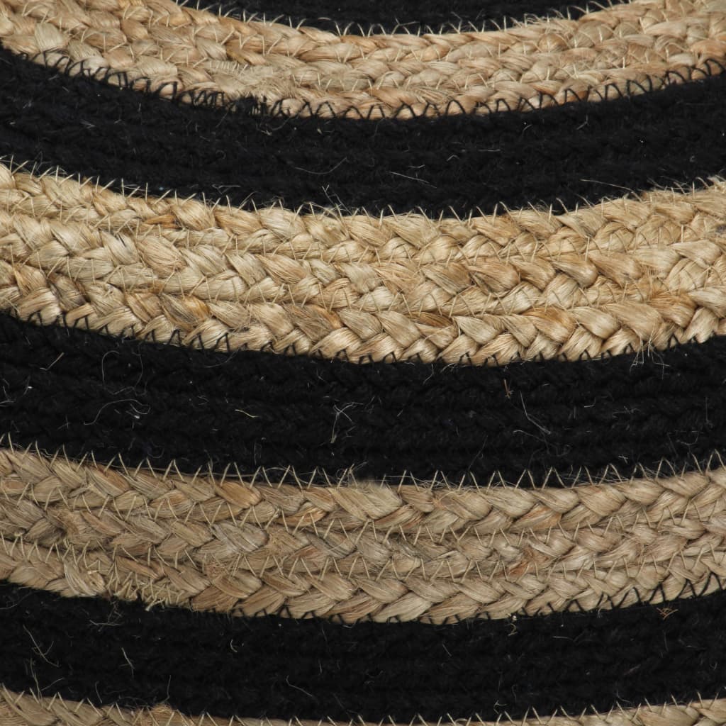 Pouf Lavorato a Mano Nero 40x45 cm in Juta