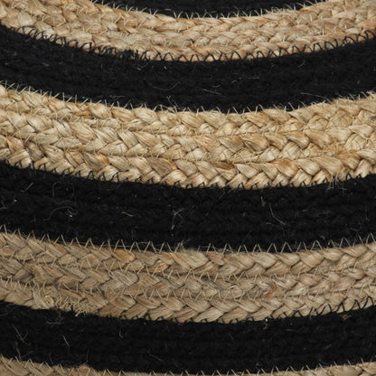 Pouf Lavorato a Mano Nero 40x45 cm in Juta
