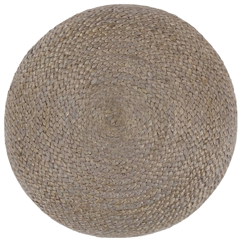 Pouf Lavorato a Mano Grigio Chiaro 45x30 cm in Juta