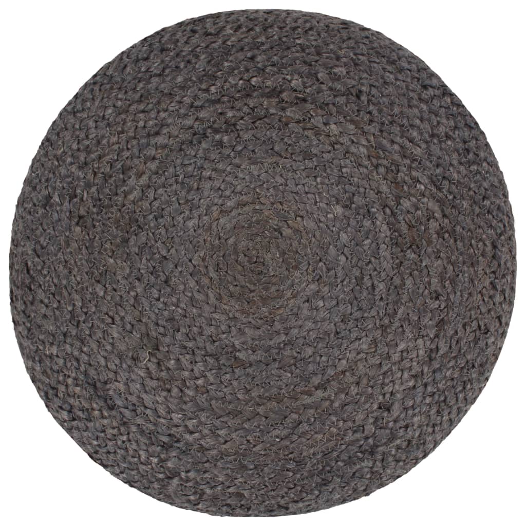 Pouf Lavorato a Mano Grigio Scuro 45x30 cm in Juta