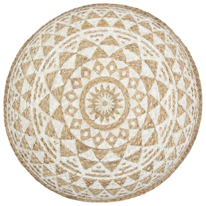 Pouf Lavorato a Mano Bianco 45x30 cm in Juta