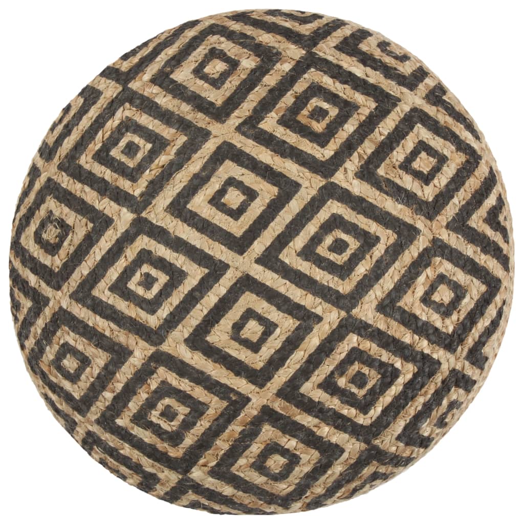 Pouf Lavorato a Mano Nero 45x30 cm in Juta
