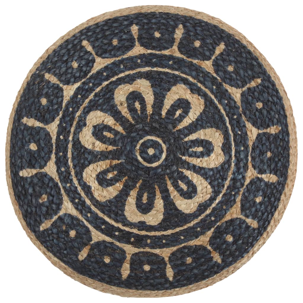 Pouf Lavorato a Mano Blu 45x30 cm in Juta