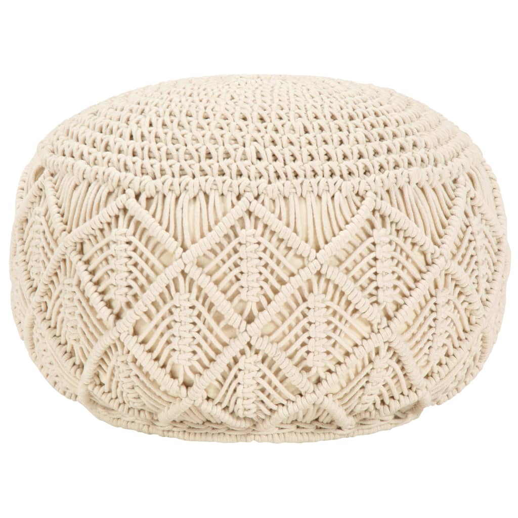 Pouf Lavorato a Mano in MacramÃ© 45x30 cm in Cotone