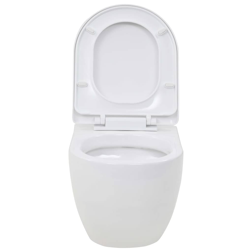 WC a Muro con Sciacquone Nascosto in Ceramica Bianco