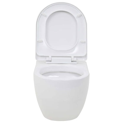 WC a Muro con Sciacquone Nascosto in Ceramica Bianco
