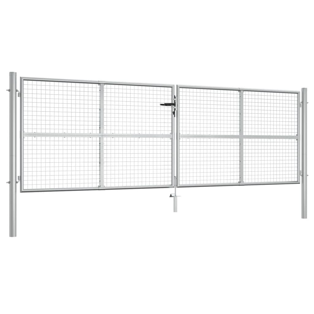 Cancello per Giardino in Acciaio Zincato 415x175cm Argento