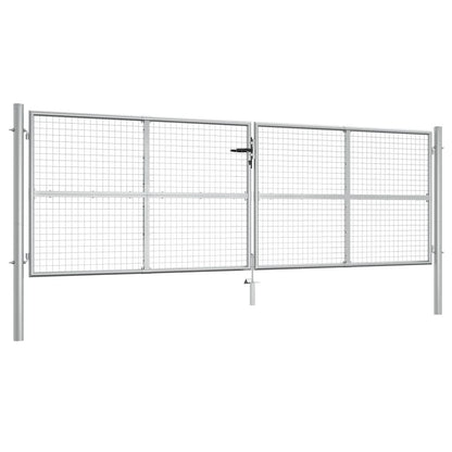 Cancello per Giardino in Acciaio Zincato 415x175cm Argento