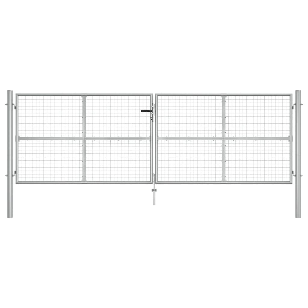 Cancello per Giardino in Acciaio Zincato 415x175cm Argento