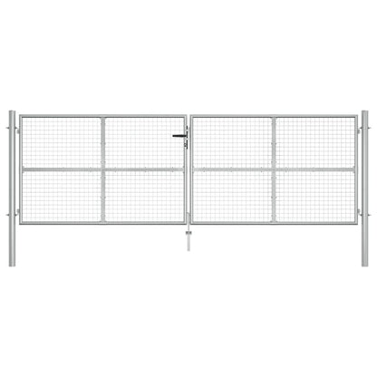 Cancello per Giardino in Acciaio Zincato 415x175cm Argento