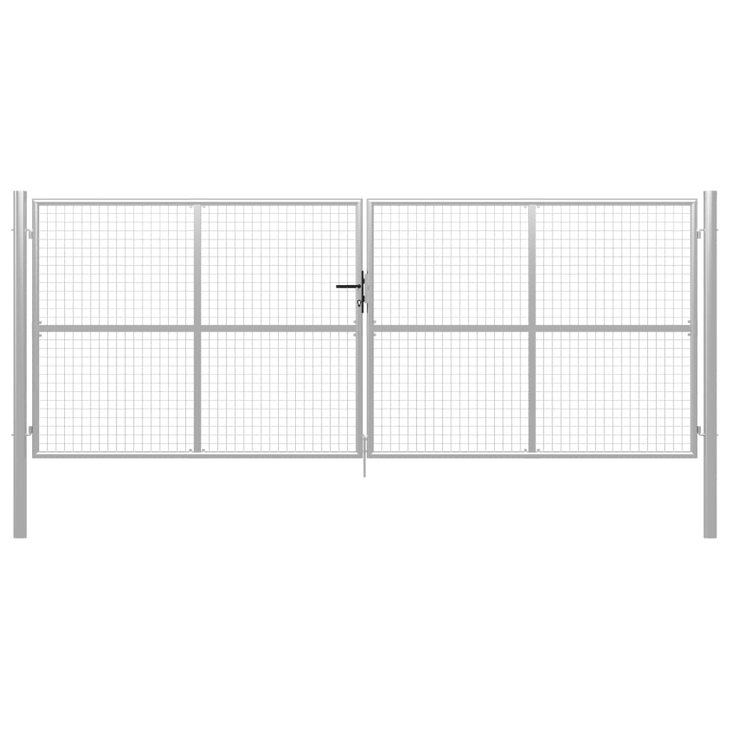 Cancello per Giardino in Acciaio Zincato 415x200cm Argento